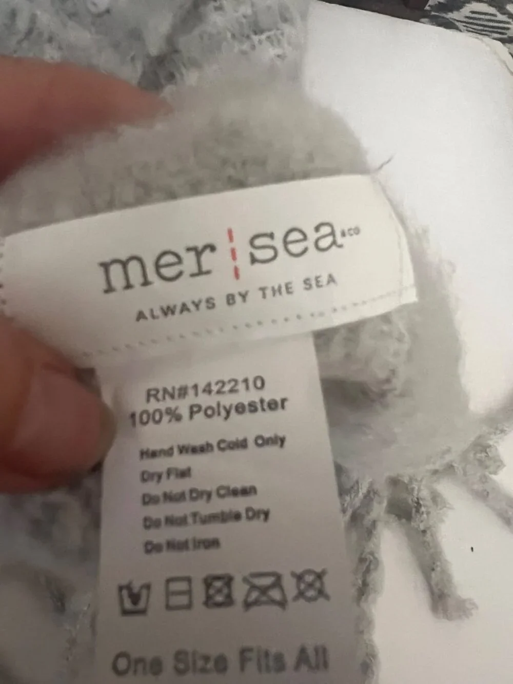 MER SEA Gray Fringe Wrap Scarf oversized 21